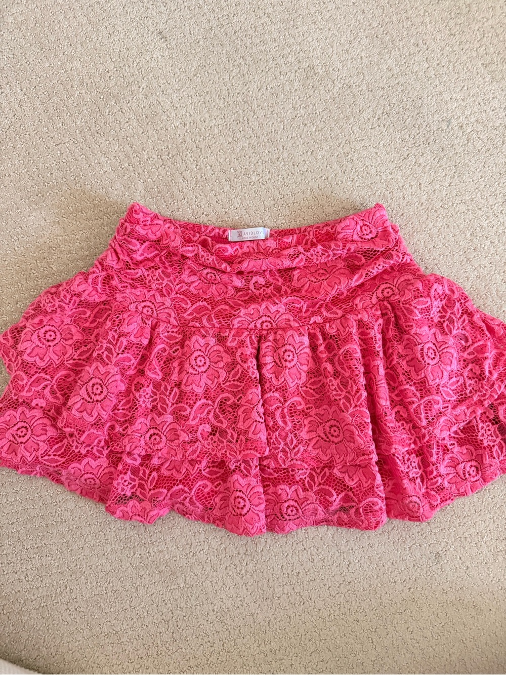 Xhilaration Hot Pink Floral Lace Skater Mini Skirt